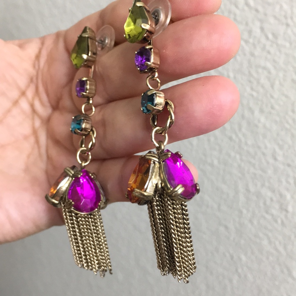 Multicolor Crystal Dangle Earrings - image 3